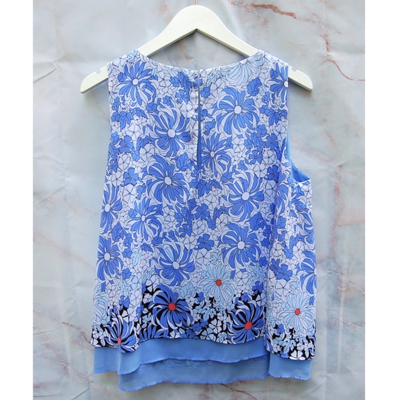 Kaari Blue Sleeveless Flower Pattern Top - Picture 6 of 6